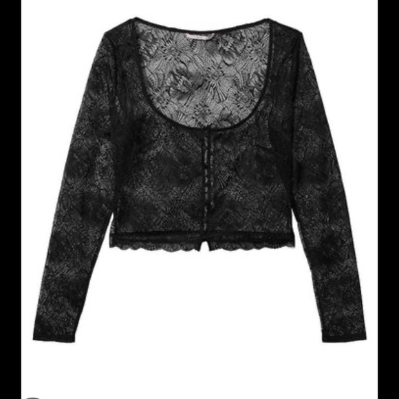 Victoria’s Secret Black Lace Button Up Cardigan Top - Picture 2 of 4
